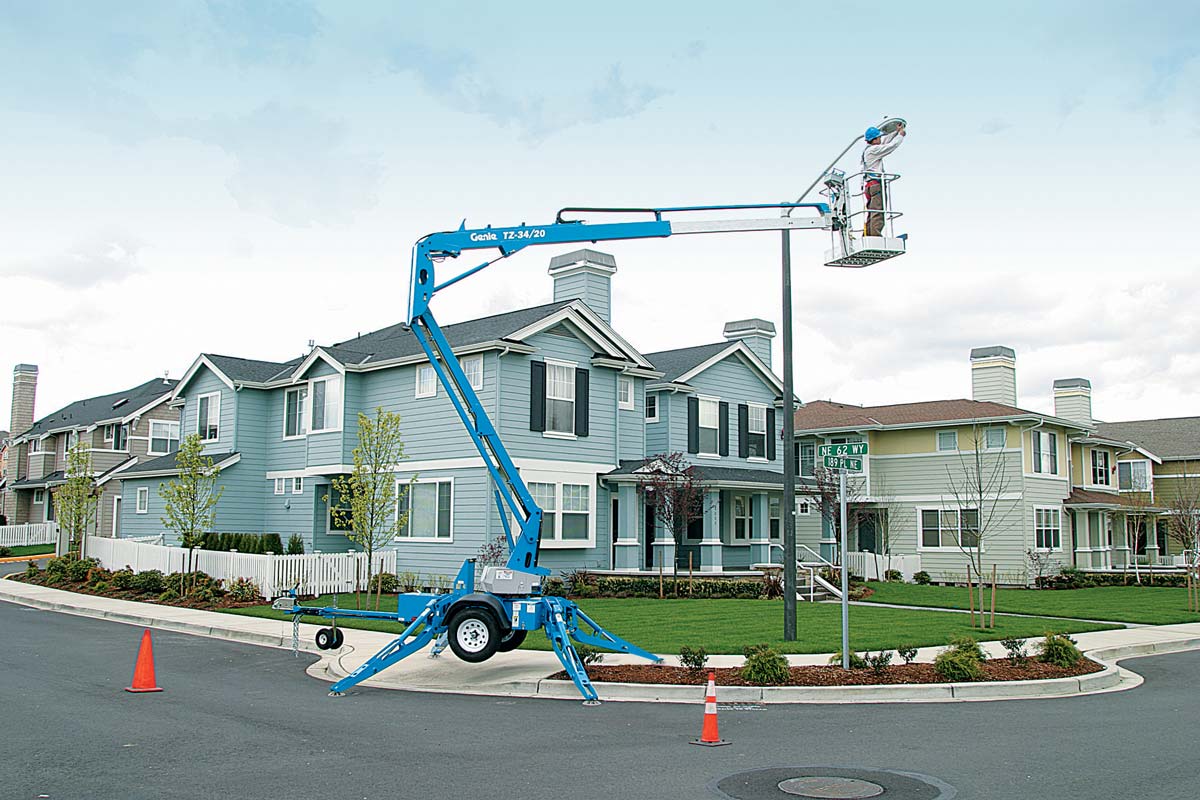 Genie TZ34/20, 34ft Electric Towable Knuckle Boom Lift